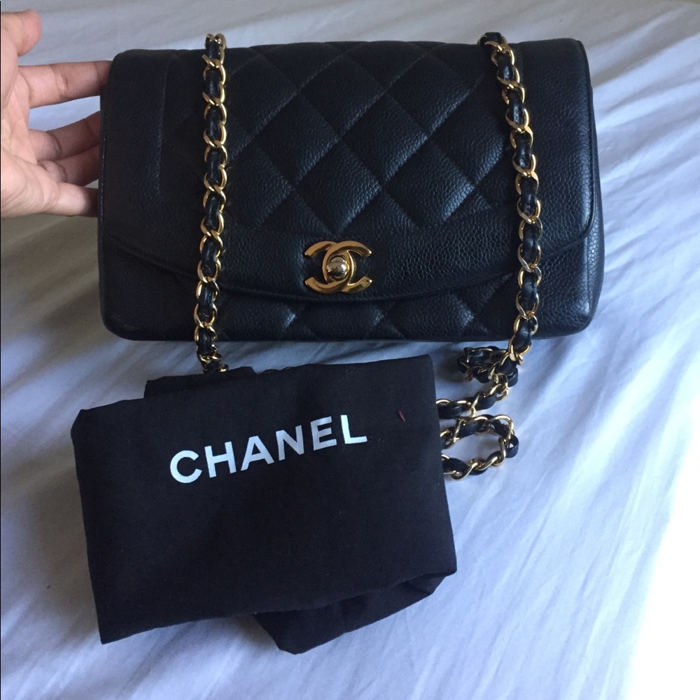 Authentic Chanel Caviar Diana Flap bag